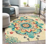 UUZEAI Tappeti orientali floreali, tappeto boho per l'arredamento della casa, tappeto tradizionale antiscivolo per soggiorno e camera da letto, tappeto sottile lavabile 200x290cm
