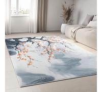 UUZEAI Tappeti orientali per soggiorno, tappeto con paesaggio di montagna e prugna, sala da pranzo, lavabile, antiscivolo, 120x120cm