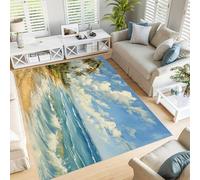 UUZEAI Tappeti paesaggi tropicali e spiagge, moderni tappeti a pelo corto per soggiorno, camera da letto, lavabili e antiscivolo, per sala da pranzo, 150x180cm