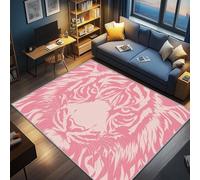UUZEAI Tappeti per cameretta forma di tigre rosa per bambine, tappeto antiscivolo stile fattoria, tappeto per cameretta con simpatici animali, tappetini lavabili 50x80cm