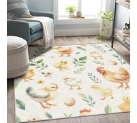 UUZEAI Tappeti rustici per soggiorno, camera da letto, tappeto per cameretta dei bambini con simpatici animali e galline, tappeti per interni lavabili e antiscivolo, 180x200cm