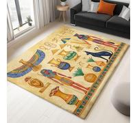 UUZEAI Tappeto antiscivolo lavabile per soggiorno Africa Antico Egitto Vintage Tradizionale Rune Statue Tappeti a pelo corto per camera da letto 80x160cm