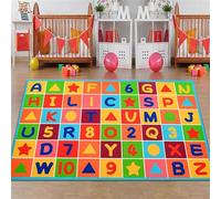 UUZEAI Tappeto educativo con alfabeto colorato per la cameretta dei bambini, tappeto didattico divertente con numeri, antiscivolo, lavabile, sottile, per aule e asili nido (50x80 cm)