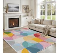 UUZEAI Tappeto geometrico astratto colorato 60x150cm, lavabile, moderno di metà secolo, sottile, per soggiorno, camera da letto, zerbino antiscivolo Boho