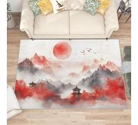 UUZEAI Tappeto orientale giapponese per soggiorno, con paesaggio dipinto a inchiostro 3D, antiscivolo, lavabile, per sala da pranzo, camera da letto, cucina, 180x280cm