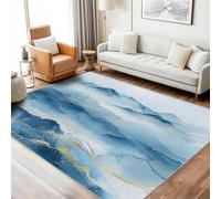 UUZEAI Tappeto per soggiorno di grandi dimensioni, tappeto con texture in marmo blu e motivo astratto di montagna, tappeto lavabile antiscivolo per camera da letto e ufficio, 60x110cm