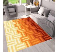 UUZEAI Tappeto retrò anni '70 con sfumatura giallo-arancio, tappeto antiscivolo lavabile geometrico moderno di metà secolo per soggiorno e camera da letto (100x150 cm)