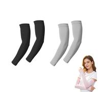 UV Cooling Arm Sleeves UPF 40+ Sun Protection Sleeves 2 Pair(Black+Light Gray)