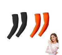 UV Cooling Arm Sleeves UPF 40+ Sun Protection Sleeves 2 Pair(Black+Orange)