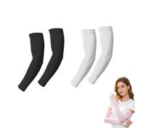 UV Cooling Arm Sleeves UPF 40+ Sun Protection Sleeves 2 Pair(Black+White)