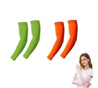 UV Cooling Arm Sleeves UPF 40+ Sun Protection Sleeves 2 Pair(Green+Orange)