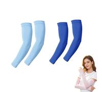 UV Cooling Arm Sleeves UPF 40+ Sun Protection Sleeves 2 Pair(Light Blue+Blue)