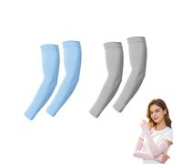 UV Cooling Arm Sleeves UPF 40+ Sun Protection Sleeves 2 Pair(Light Blue+Light Gray)