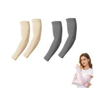 UV Cooling Arm Sleeves UPF 40+ Sun Protection Sleeves 2 Pair(Skin+Gray)