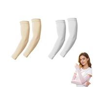 UV Cooling Arm Sleeves UPF 40+ Sun Protection Sleeves 2 Pair(Skin+White)