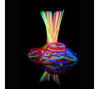 UV FLOOR - Set di 100 braccialetti fluorescenti luminosi + 100 connettori, qualità premium, accessori luminosi, fluorescenti, feste, travestimenti, colori assortiti