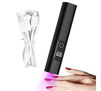 Uv Light for Nails, Usb Rechargeable Led Nail Lamp, Digital Display Fingernail Curing Light 2 Timing Modes, Compact Travel Size, for Manicure, Pedicure Salon, Camping, Airplane Use, 10.9cm White Black