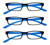 Uv Reader Nero Blu Brillante Collo Occhiali Da Lettura Valore 3 Pacco Donna Uomo Uvr3Pk020 +2,00 - 88 Gr