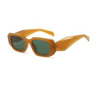 UV400 Protezione Piazza Petite Frame Occhiali Da Sole Angular Design Sfaccettato Cerniera In Metallo Dettaglio Donne Notte Eventi Presente, Arancione brutto/Verde scuro