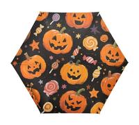 UV50+ Halloween Giallo Zucca Caramelle Ombrelli per Matrimoni Buono per Auto, Golf e On-the-Go Resistente Al Vento Manutenibile Premium Grip, Adatto Auto & Zaino Auto Aperto