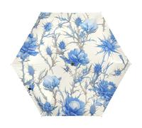 UV50+ Retro Blue White Roses Thistles and Thorns ombrello compatto Perfetto per auto, golf, e On-the-Go vento e pioggia protezione grandi ombrelli per pioggia auto aperto sombrillas de lluvia