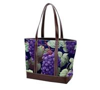 Uva e foglie verdi-2025 Borse a tracolla per le donne grandi borse in pelle lavata morbida e borse durevoli, Multicolore 03, 33.8x12x31cm/13.3x4.7x12.2 in