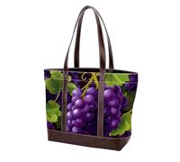 Uva e foglie verdi-2025 Borse a tracolla per le donne grandi borse in pelle lavata morbida e borse durevoli, Multicolore 08, 33.8x12x31cm/13.3x4.7x12.2 in