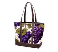 Uva e foglie verdi-2025 Borse a tracolla per le donne grandi borse in pelle lavata morbida e borse durevoli, Multicolore 02, 33.8x12x31cm/13.3x4.7x12.2 in