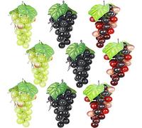 Uva falsa, confezione da 5/9 grappoli di uva artificiale, frutta finta modello plastica cibo viola/nero/verde uva per casa, cucina, feste, festival, decorazione