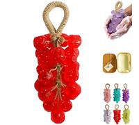Uva Soap on a Rope, Handmade Grape Bar Soap, Fred Process Aromatic Decorative Soap for Hand Washing, Bath, Home Decor Gift for Men and Women (1, Red)
