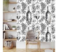 Uva Vino Calice Pellicola Adesiva per Mobili Carta da Parati Rimovibile Stile Schizzo Autoadesiva Opaco Ispessita Wallpaper Impermeabile Decorativa Rullo Sticker per Muro Cucina Armadio Porta 0.45x3 m