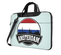 UVBDF Amsterdam Skyline con stampa olandese minimalista borsa per laptop semplice leggera borsa a tracolla portatile per uomo regalo di compleanno, Nero , 15.6 inch