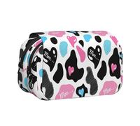 UVBDF Astuccio a conchiglia a doppio strato con stampa a forma di cuoricino con cuori, per la scuola, idea regalo per bambini, Nero , Taglia unica, Organizer per borse