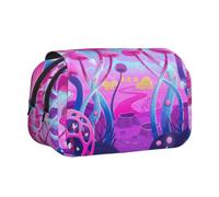 UVBDF Astuccio a conchiglia a doppio strato con stampa di funghi magici, per la scuola, idea regalo per bambini, Nero , Taglia unica, Organizer per borse
