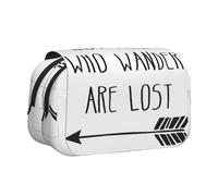 UVBDF Astuccio a doppio strato a conchiglia con scritta in inglese "Not All Who Wander are Lost Printing" per la scuola, idea regalo per bambini, Nero , Taglia unica, Organizer per borse