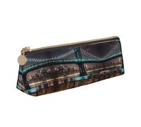 UVBDF Astuccio per matite per bambini con cerniera, motivo New York Manhattan Bridge, per la scuola, con cerniera, per penne e cosmetici, bianco, Taglia unica, Organizer per borse