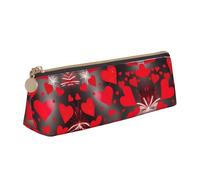 UVBDF Astuccio per matite scolastico con cuori rossi e fuochi d'artificio per bambini, con cerniera, piccoli e semplici, astuccio per trucchi, bianco, Taglia unica, Organizer per borse