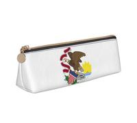 UVBDF Astuccio portatile con bandiera dello stato dell'Illinois, astuccio per cancelleria di grande capacità, astuccio per cosmetici, organizer, bianco, Taglia unica, Astuccio per trucchi