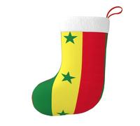 UVBDF Bandiera del Senegal tradizionale calze natalizie con polsino in peluche, calze decorative per le vacanze, calza per il mantello