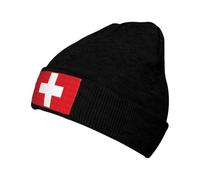 UVBDF Berretto con bandiera svizzera per uomo e donna, cappello invernale lavorato a maglia, caldo e alla moda, per tutte le stagioni, Nero , Taglia unica