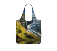 UVBDF Borsa per la spesa con stampa di Clare The Cliffs in Irlanda All'aperto Borsa riutilizzabile ripiegabile 25l Poliestere Lavabile Viaggio Vacanze Carryall