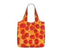 UVBDF Borsa pieghevole riutilizzabile con stampa di peperoni 3d Pizza Pepperoni Borsa riutilizzabile 25l Poliestere Lavabile Viaggio Vacanze Carryall