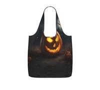 UVBDF Borsa pieghevole riutilizzabile da viaggio in poliestere 25l con stampa zucca di Halloween