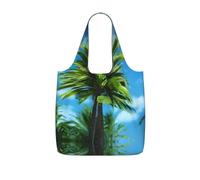 UVBDF Borsa pieghevole riutilizzabile della borsa 25l della spesa della stampa dell'albero della palma estiva del poliestere lavabile di vacanza di viaggio Carryall
