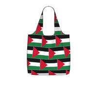 UVBDF Borsa pieghevole riutilizzabile della borsa della spesa della stampa della bandiera della Palestina 25l poliestere lavabile di viaggio di vacanza Carryall