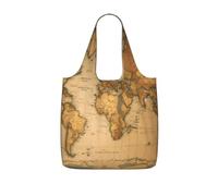 UVBDF Borsa pieghevole riutilizzabile della borsa della spesa della stampa della mappa del mondo 25l poliestere lavabile di viaggio di vacanza Carryall