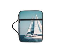 UVBDF Borsa protettiva per la Bibbia stampata con paesaggio di nave a vela elegante custodia resistente all'usura per chiesa di viaggio e lezioni bibliche
