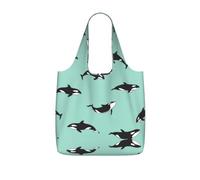 UVBDF Borsa riutilizzabile ripiegabile in poliestere da 25 l, con stampa balena e balena, da viaggio, per vacanze