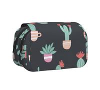 UVBDF Cactus 1 Stampa Scuola Doppio Strato Clamshell Pencil Case Organizer Sacchetto di Cancelleria per Bambini Regalo, Nero , Taglia unica, Organizer per borse
