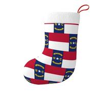 UVBDF Calze natalizie tradizionali con bandiera del Nord Carolina con polsino in peluche, calze decorative per le vacanze, calza per il mantello